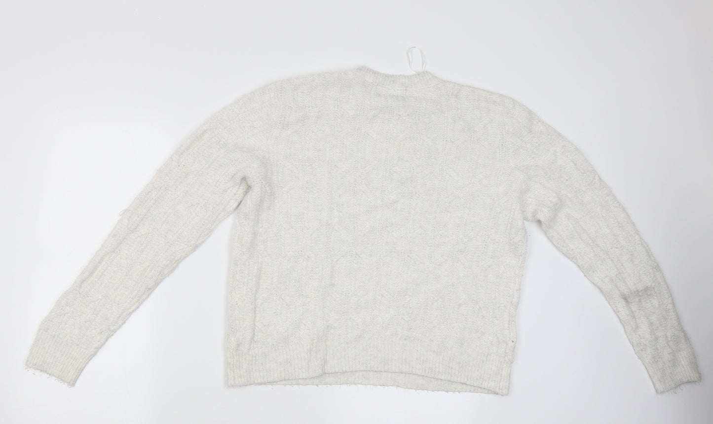 Maine Womens White   Pullover Jumper Size 12