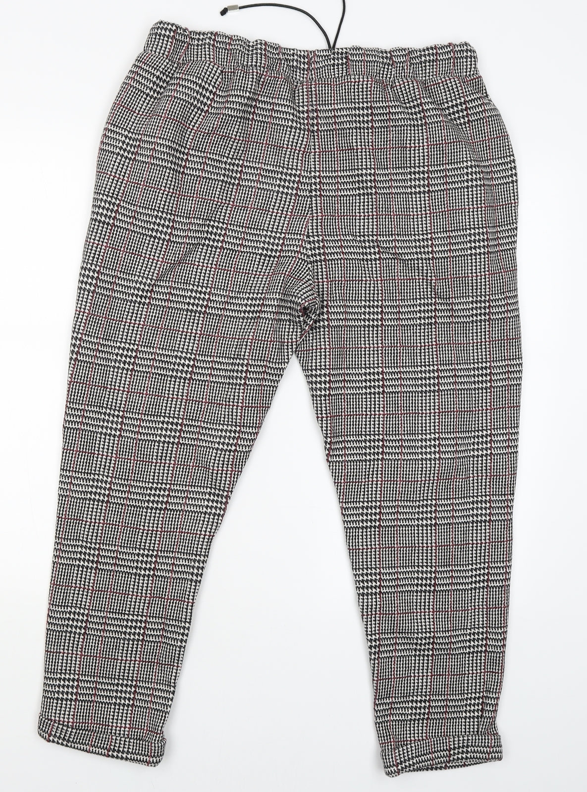M&S Womens Black Check  Jogger Trousers Size 14 L23 in