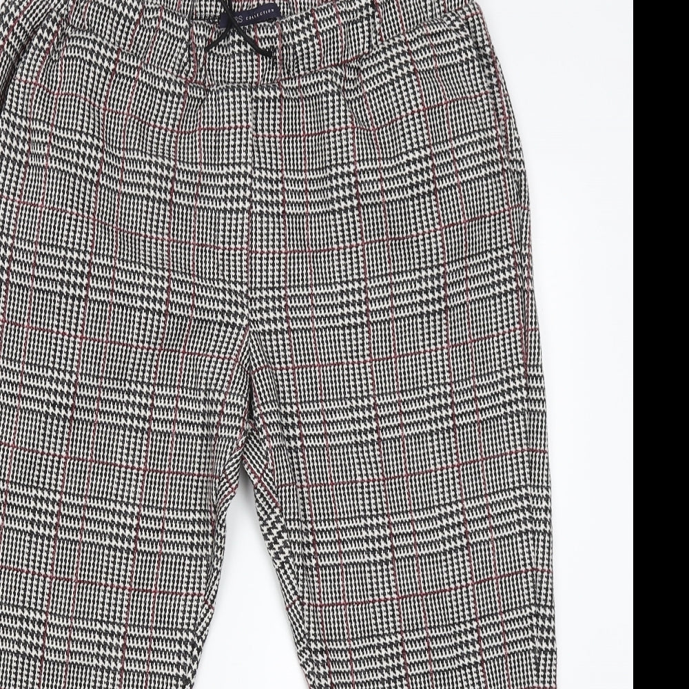 M&S Womens Black Check  Jogger Trousers Size 14 L23 in