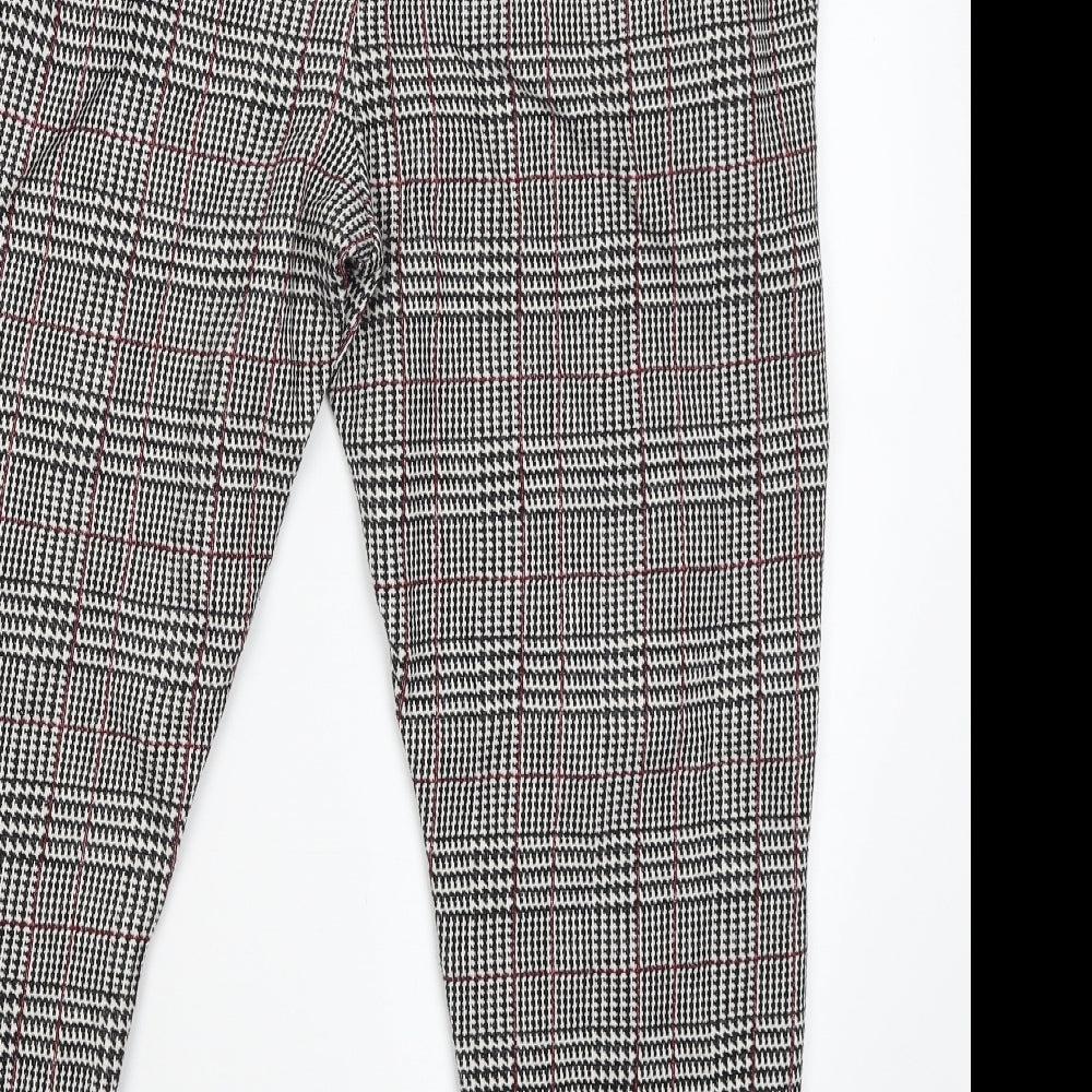 M&S Womens Black Check  Jogger Trousers Size 14 L23 in