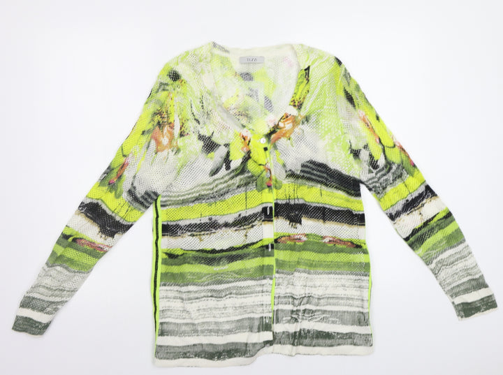 TUZZI Womens Multicoloured Geometric  Cardigan Jumper Size S