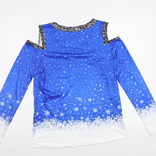 Preworn Womens Blue Fair Isle  Top Pyjama Top Size S  - Rudolph Christmas