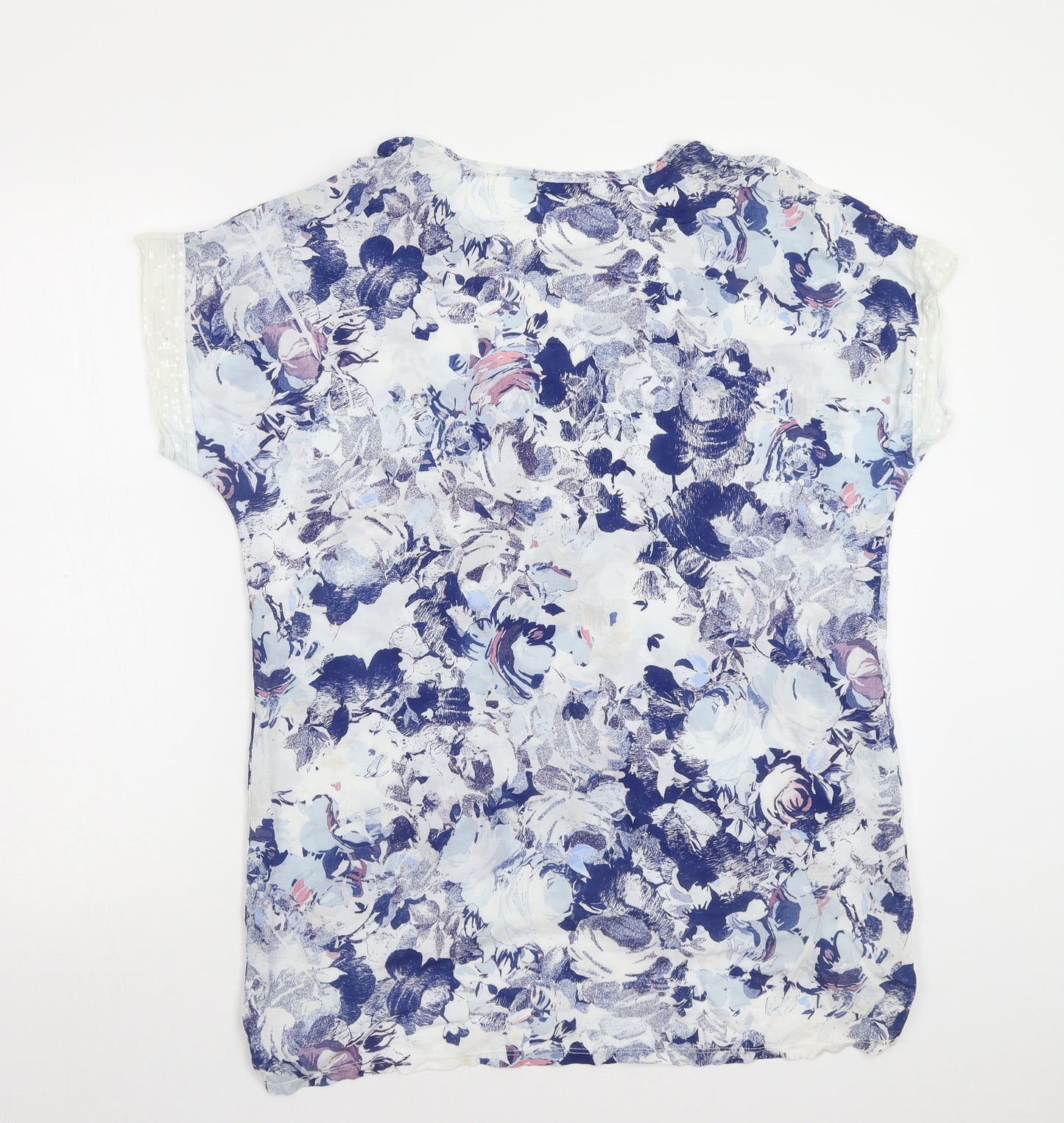 First Avenue Womens White Floral  Basic Blouse Size L