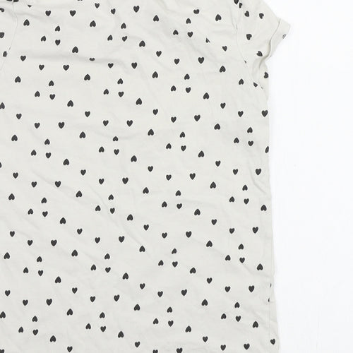 H&M Girls White Geometric  Basic T-Shirt Size 4-5 Years  - Hearts