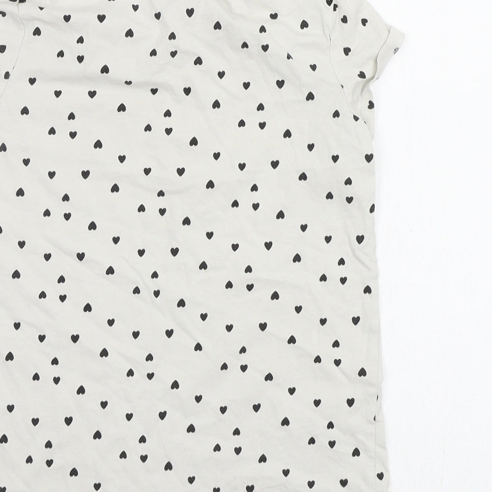 H&M Girls White Geometric  Basic T-Shirt Size 4-5 Years  - Hearts