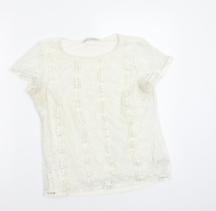 Oasis Womens White   Basic Blouse Size M
