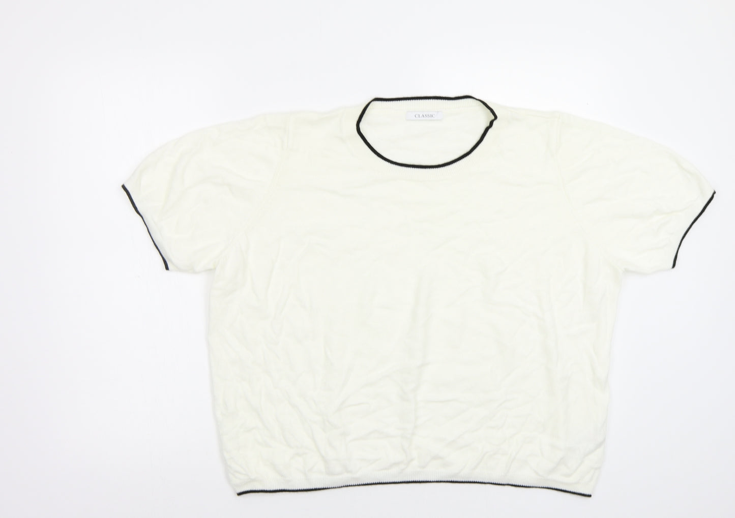 M&S Womens White  Knit Basic Polo Size 24