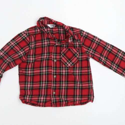 Mm&Co Boys Red Check  Basic Button-Up Size 2-3 Years