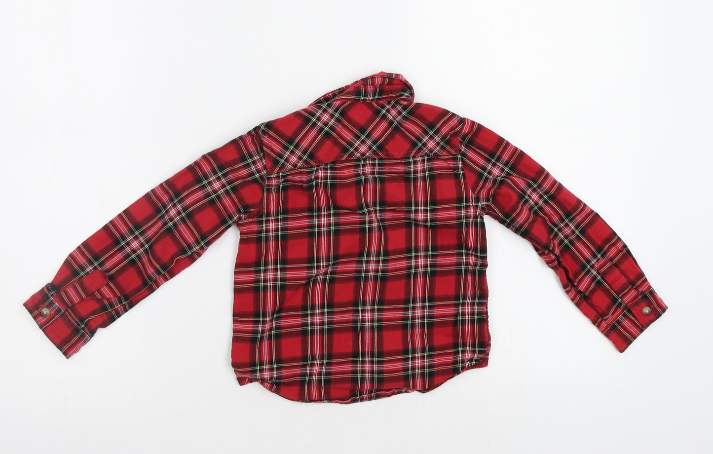 Mm&Co Boys Red Check  Basic Button-Up Size 2-3 Years