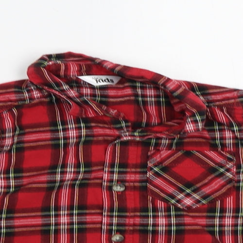 Mm&Co Boys Red Check  Basic Button-Up Size 2-3 Years