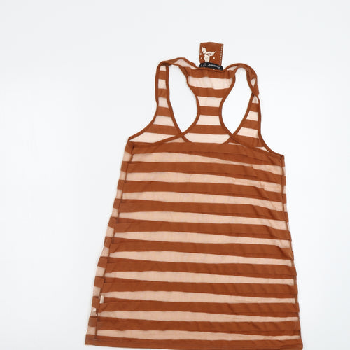 Primark Womens Brown Striped  Basic Tank Size 10