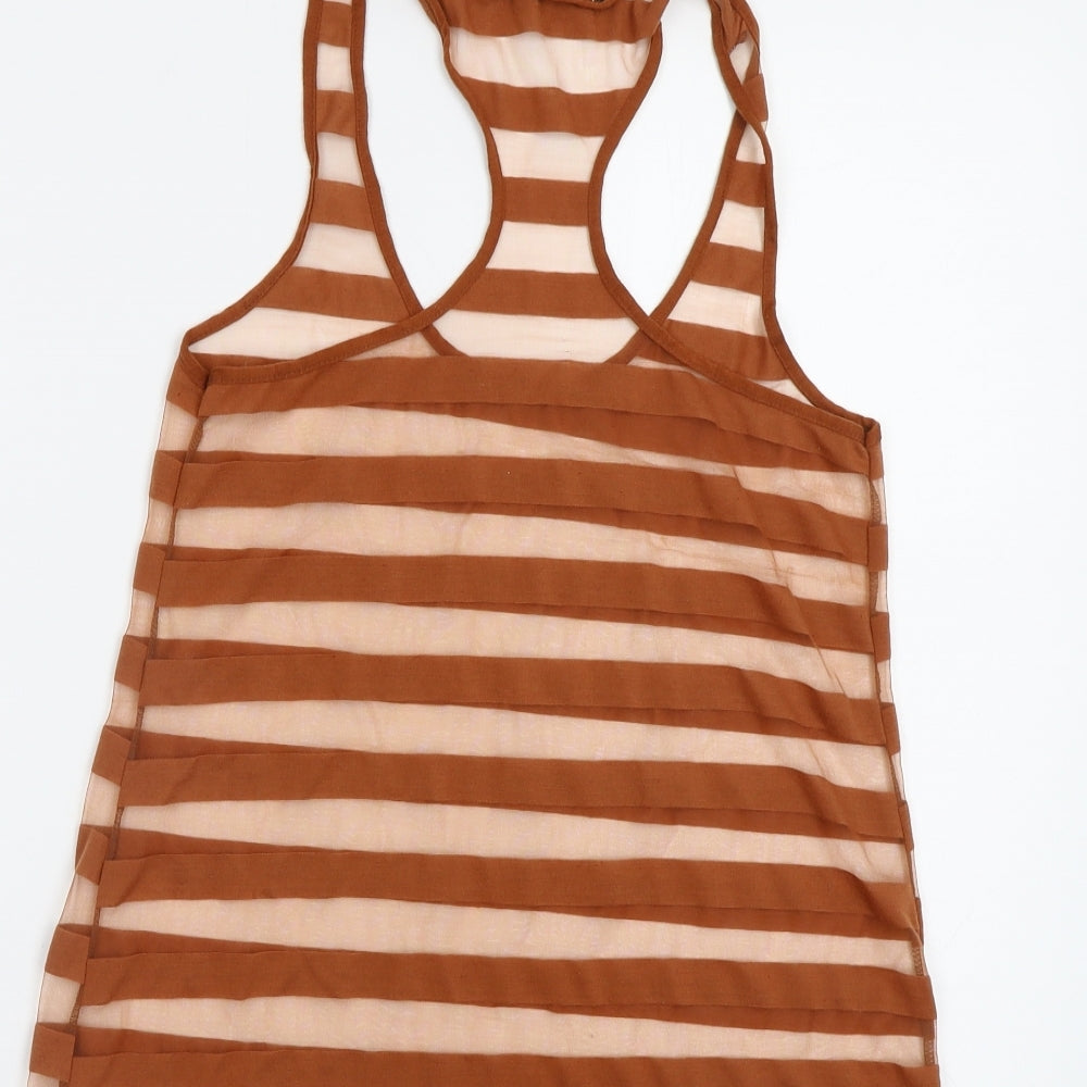 Primark Womens Brown Striped  Basic Tank Size 10