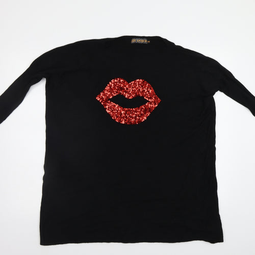 QED London Womens Black   Pullover Jumper Size M  - Sequin detail