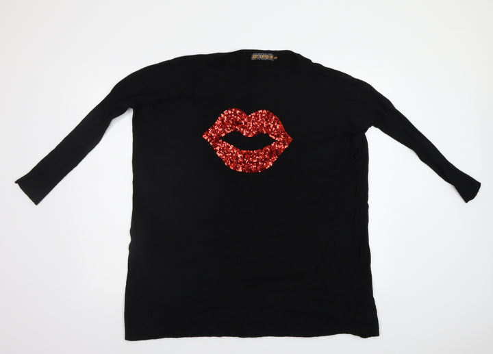 QED London Womens Black Pullover Jumper Size M - Sequin detail
