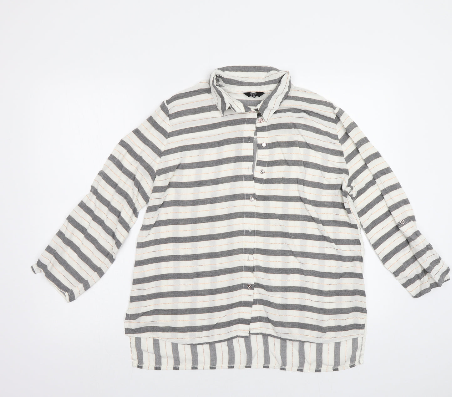 F&F Womens White Striped  Basic Button-Up Size 14