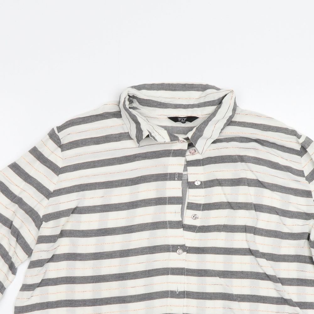 F&F Womens White Striped  Basic Button-Up Size 14