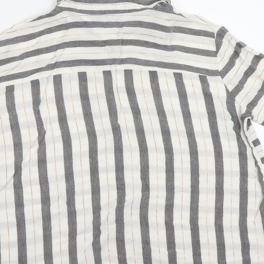 F&F Womens White Striped  Basic Button-Up Size 14