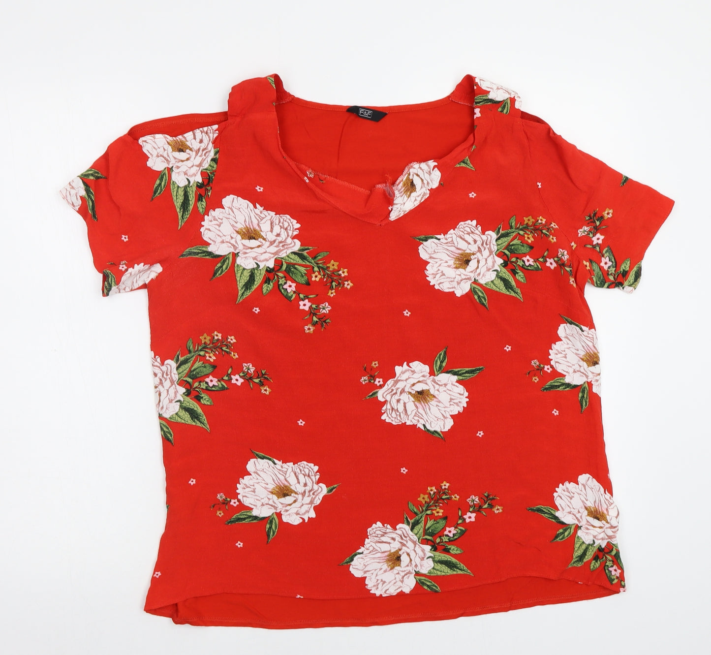 F&F Womens Red Floral  Basic Blouse Size 18