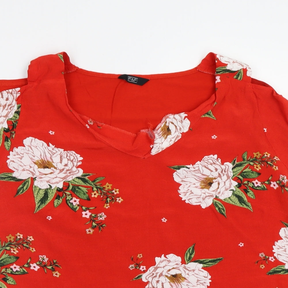 F&F Womens Red Floral  Basic Blouse Size 18