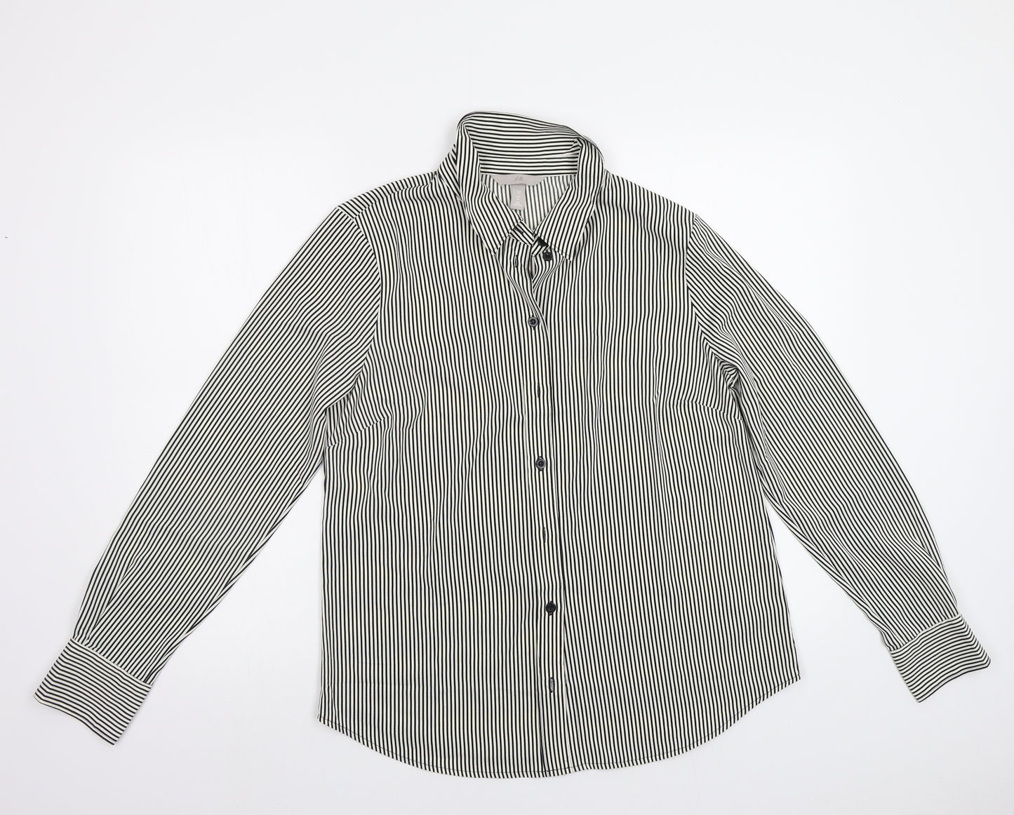 H&M Womens Black Striped  Basic Button-Up Size 14