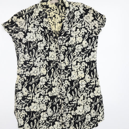 Soon Womens Black Floral  Basic Blouse Size 14