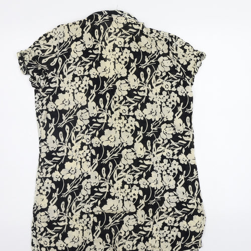 Soon Womens Black Floral  Basic Blouse Size 14