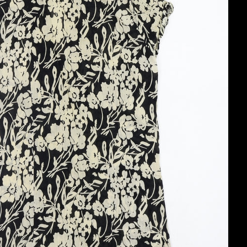 Soon Womens Black Floral  Basic Blouse Size 14