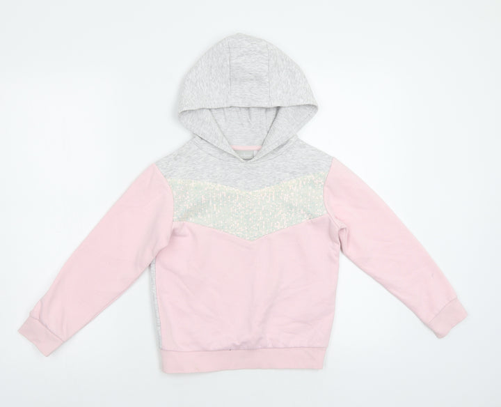 I Love Girlswear Girls Pink Pullover Hoodie Size 8 Years - Sequin detail