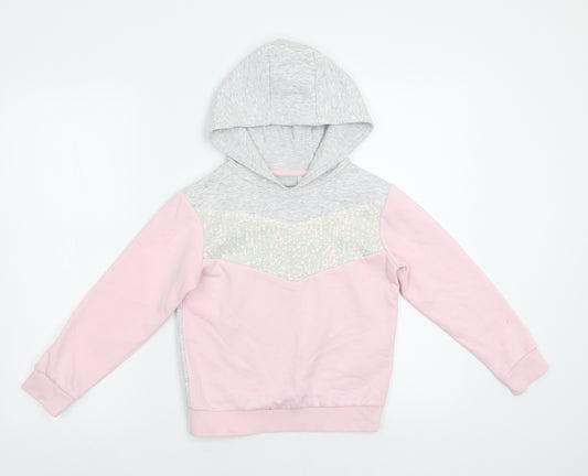 I Love Girlswear Girls Pink   Pullover Hoodie Size 8 Years  - Sequin detail