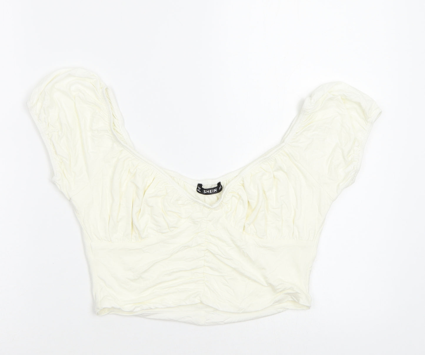 SheIn Womens Ivory  Rayon Cropped Blouse Size M
