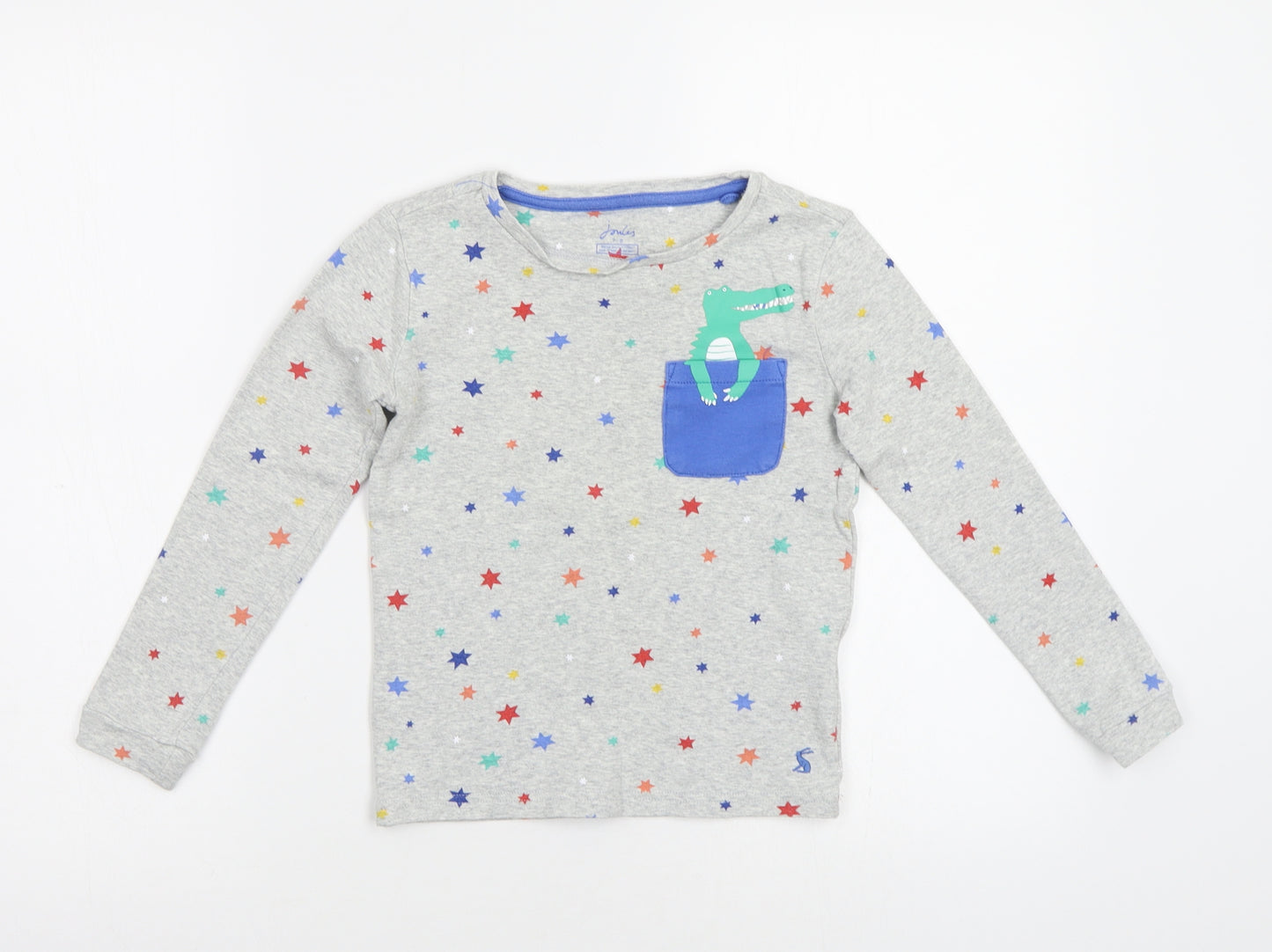 Joules Girls Grey Geometric  Top Pyjama Top Size 7-8 Years