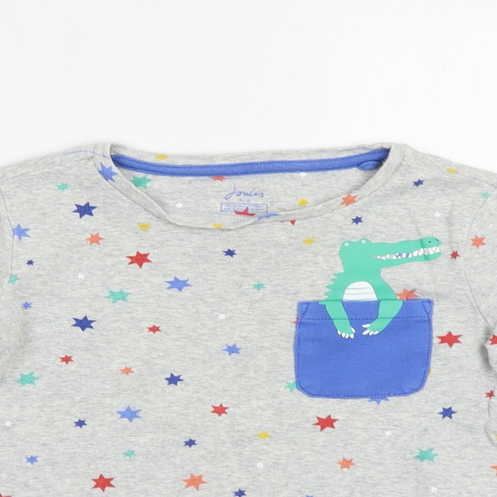 Joules Girls Grey Geometric  Top Pyjama Top Size 7-8 Years