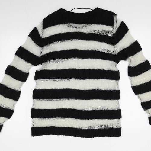Topman Mens White Striped  Pullover Jumper Size S