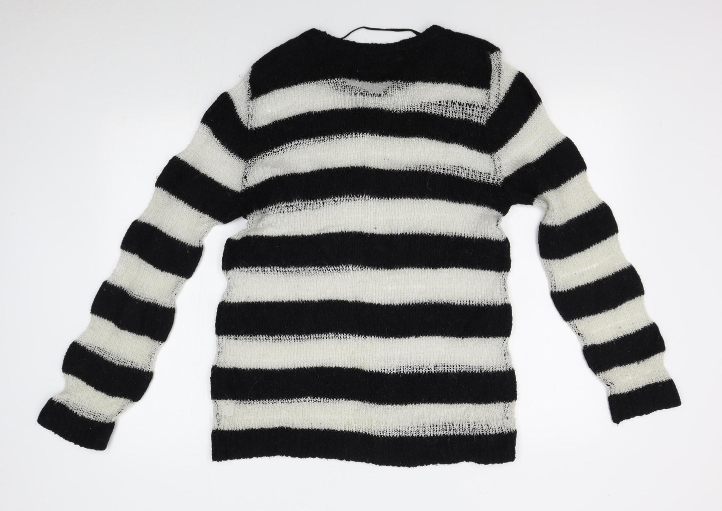 Topman Mens White Striped  Pullover Jumper Size S