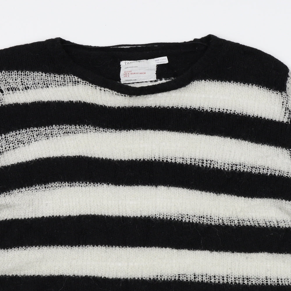 Topman Mens White Striped  Pullover Jumper Size S