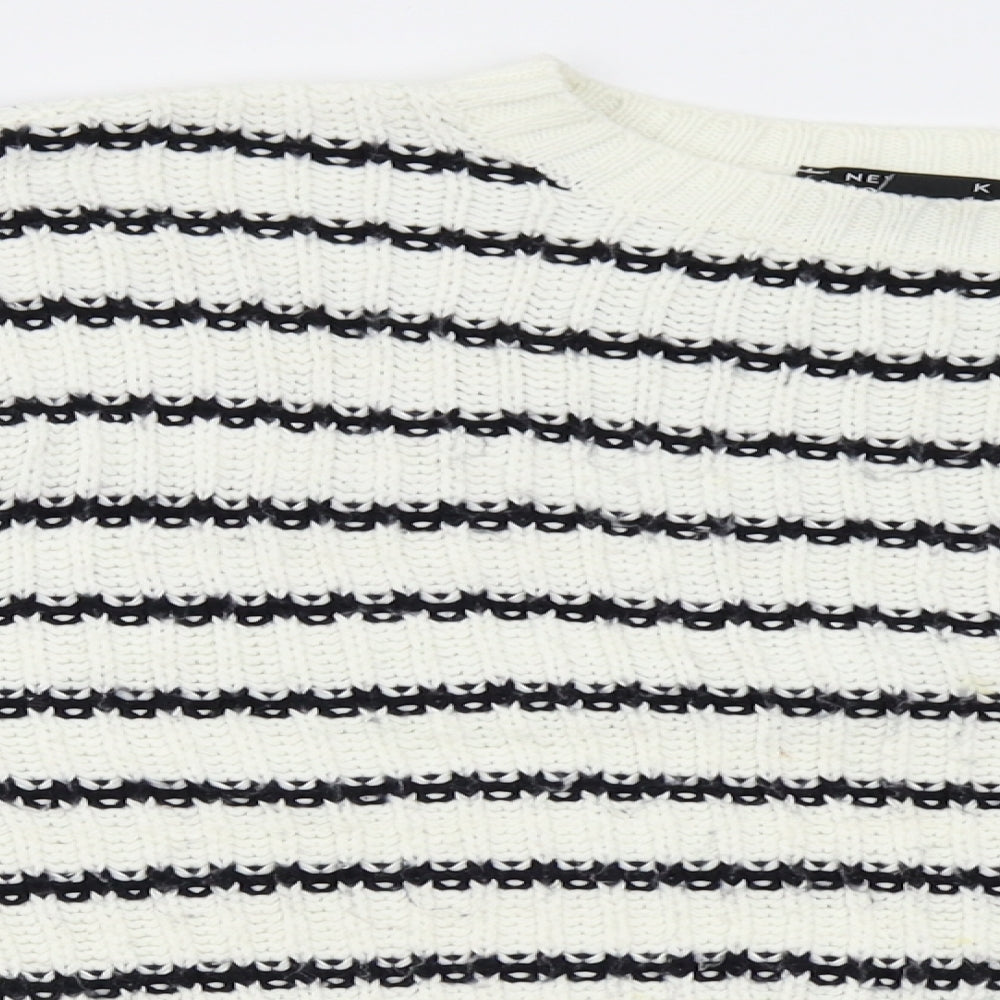 New Look Girls White Striped  Pullover Jumper Size 14-15 Years  - cropped