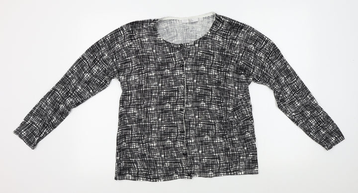 Isle Womens Black Geometric  Cardigan Jumper Size L