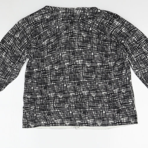 Isle Womens Black Geometric  Cardigan Jumper Size L