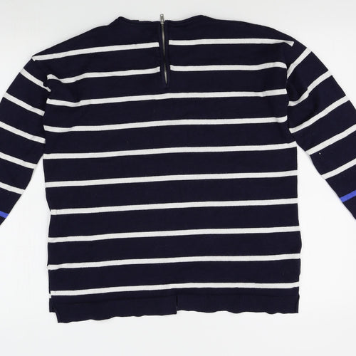89th & Madison Womens Blue Striped  Pullover Jumper Size M