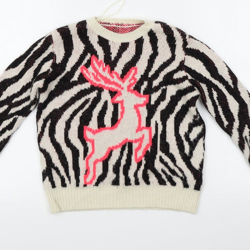 Primark Womens Beige Animal Print  Pullover Jumper Size 2XS