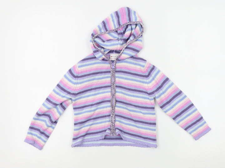 NEXT Girls Purple Striped Full Zip Jumper Size 3 Years