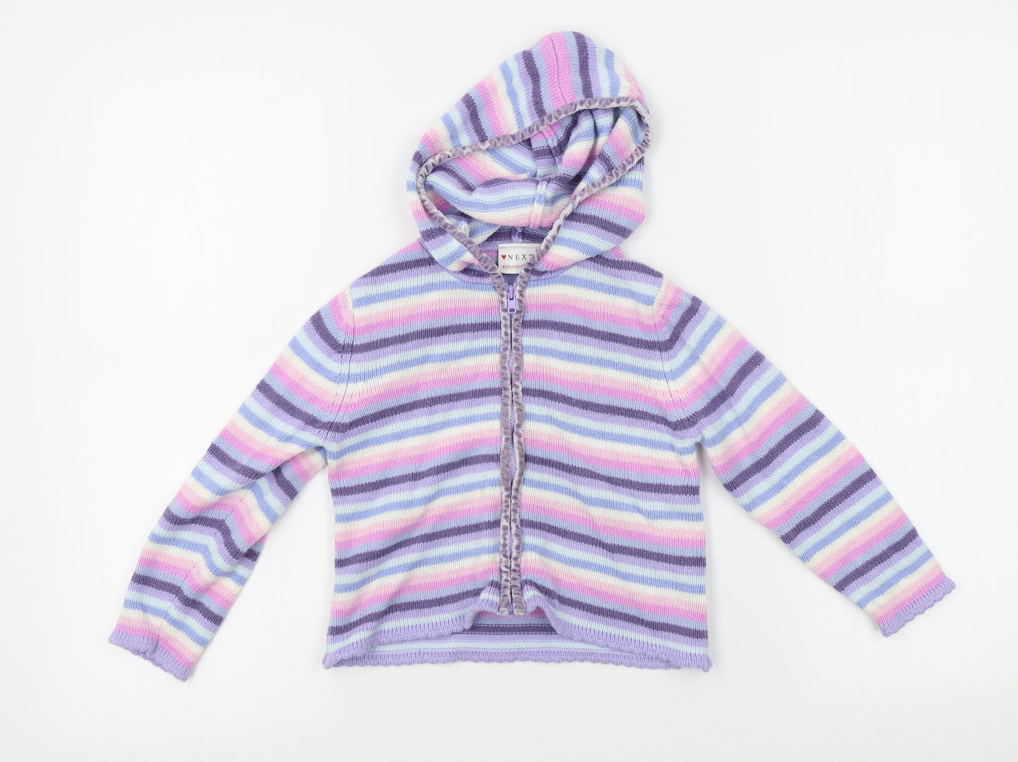 NEXT Girls Purple Striped  Full Zip Jumper Size 3 Years