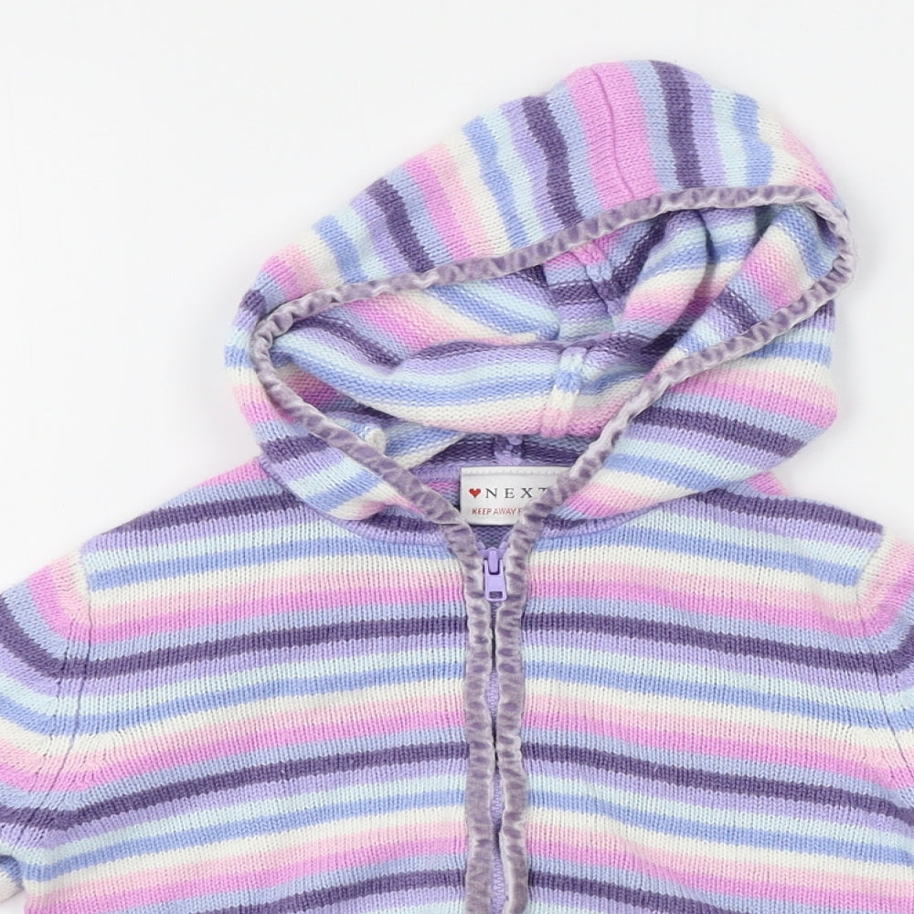 NEXT Girls Purple Striped  Full Zip Jumper Size 3 Years