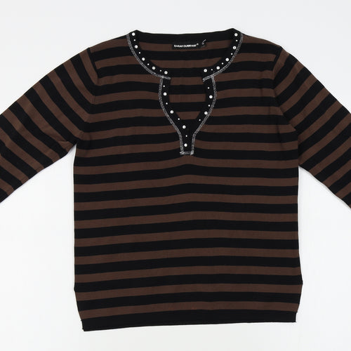 sarah dunway Womens Brown Striped  Pullover Jumper Size M