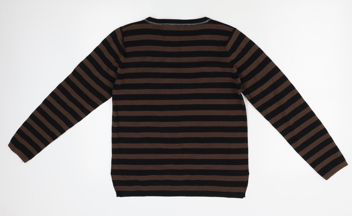 sarah dunway Womens Brown Striped  Pullover Jumper Size M