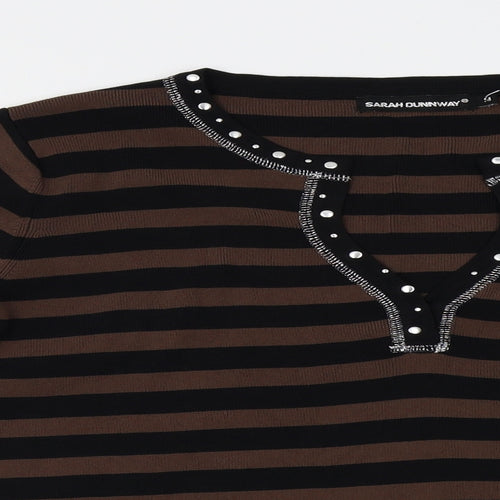 sarah dunway Womens Brown Striped  Pullover Jumper Size M