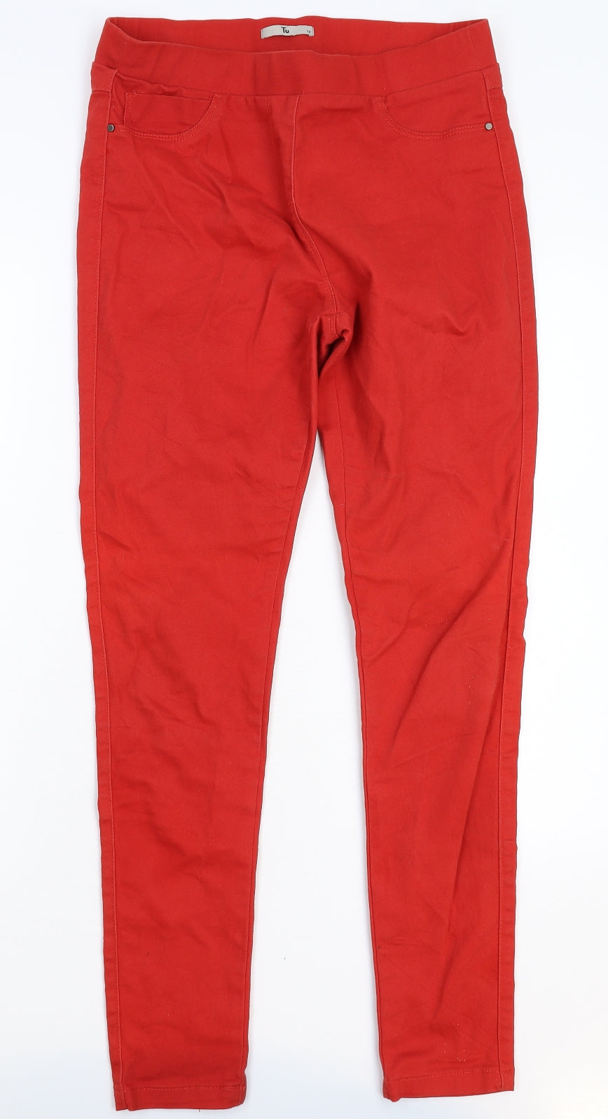 TU Womens Red  Denim Jegging Jeans Size 12 L28 in