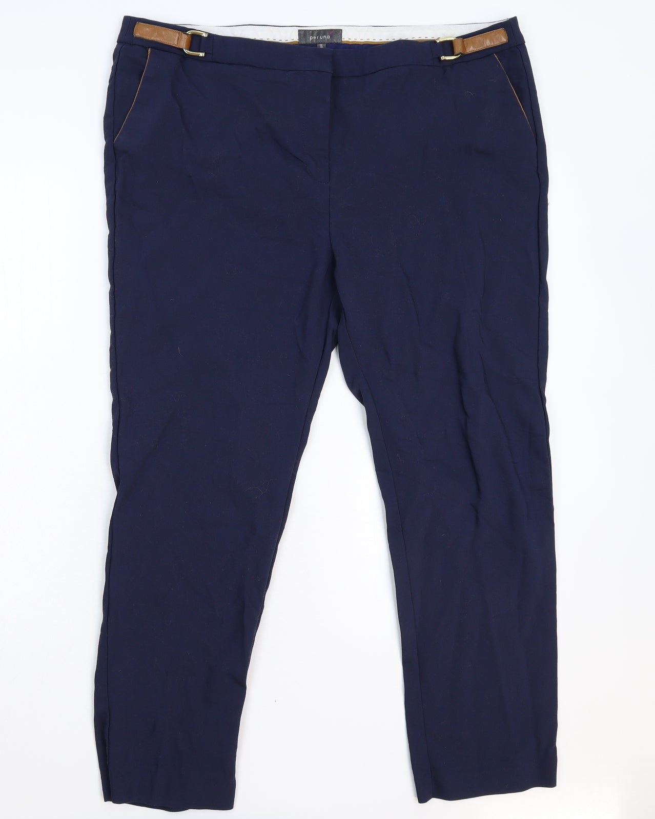 Per Una Womens Blue   Chino Trousers Size 18 L26 in