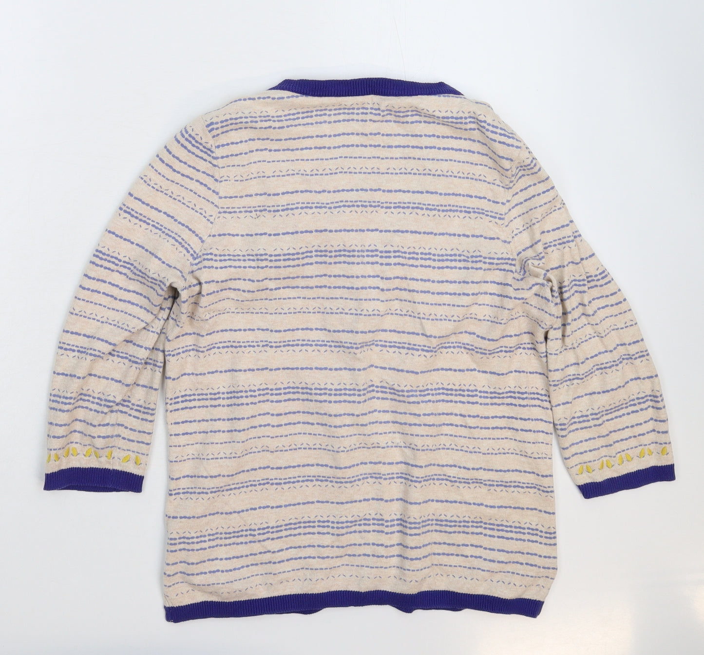 Per Una Womens Grey Striped Knit Cardigan Jumper Size 12