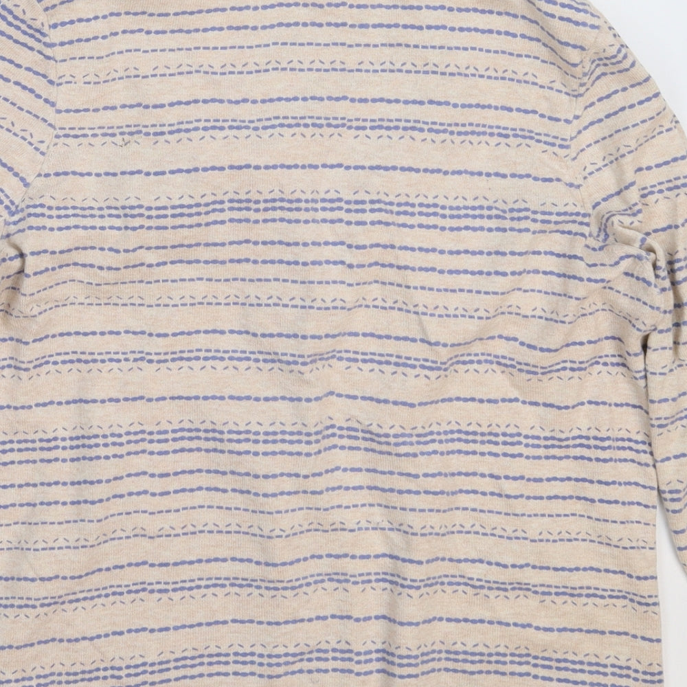 Per Una Womens Grey Striped Knit Cardigan Jumper Size 12